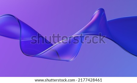 Transparent glossy glass ribbon. Curved wave in motion.  Royalty-Free Stock Photo #2177428461