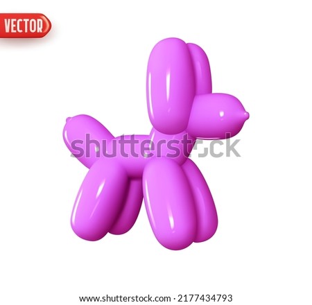 Dog Helium balloon purple color. Realistic 3d design element In plastic cartoon style. Icon isolated on white background. Vector illustration Royalty-Free Stock Photo #2177434793