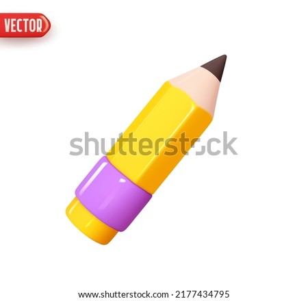 Wooden pencil. Marker for drawing. Realistic 3d design element In plastic cartoon style. Icon isolated on white background. Vector illustration