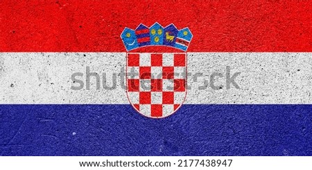 State flag of the Republic of Croatia on a plaster wall