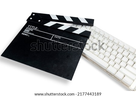 Black clapper board isolated over white background