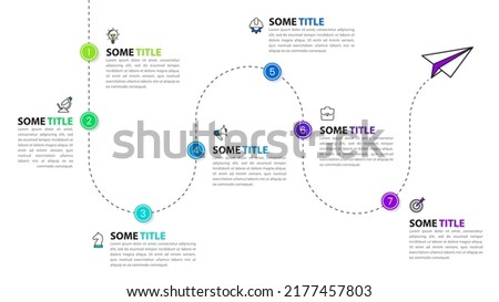 Infographic template with icons and 7 options or steps. Can be used for workflow layout, diagram, banner, webdesign. Vector illustration Royalty-Free Stock Photo #2177457803