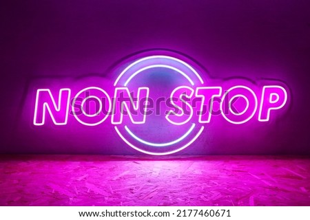 Pink neon sign NON STOP. Trendy style. Neon sign. Custom neon. Home decor.