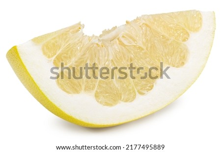 Slice pomelo fruit isolated on white background. Clipping path and full depth of field