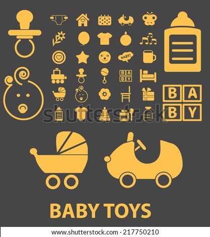 baby toys, children icons, signs, illustrations, vectors, symbols set