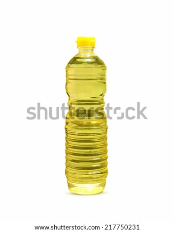 Bottle of vegetable oil for cooking isolated on  with   background with clipping path.