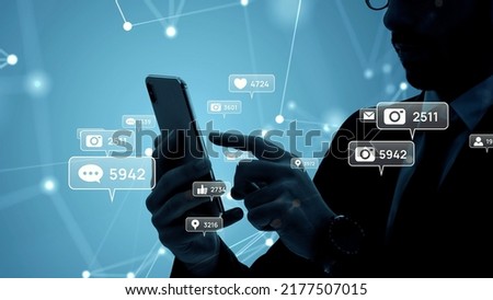 Mobile communication network concept. Social networking service. Cyber security. Royalty-Free Stock Photo #2177507015