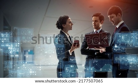Digital transformation concept. Group of businesspeople meeting in the office. Royalty-Free Stock Photo #2177507065