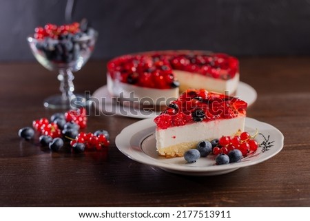 Berry cake with homemade jelly Royalty-Free Stock Photo #2177513911