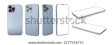 phone mockup,  mobil back and side view , smartphone  flat isolated on white background.  Royalty-Free Stock Photo #2177516715