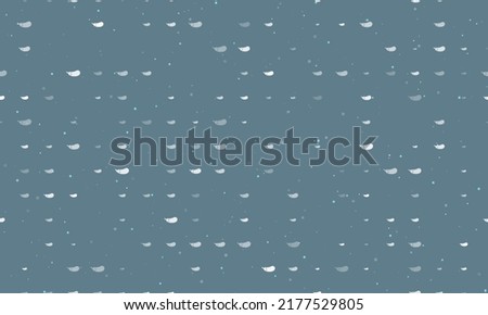 Seamless background pattern of evenly spaced white eggplant symbols of different sizes and opacity. Vector illustration on blue grey background with stars