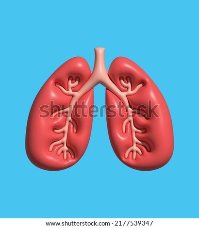 Lungs human internal organ 3d render Vector Illustration. Covid-19. Human lungs 3d. Sars disease, coronaviruses in the lung. The coronavirus causes the severe illness SARS. Pulmonary hypertension. 