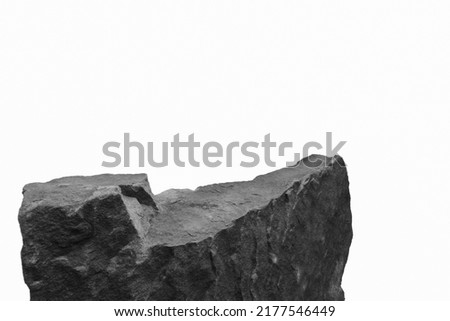 A Broken Edge of a Chunk of Rock, Showing a Weathered Top Section for a Product Display with Natural Indents to the Ancient Stone. Royalty-Free Stock Photo #2177546449