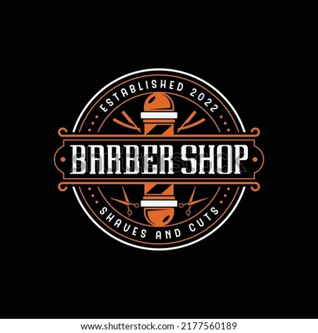 Barber Shop Retro Vintage Badge Logo Design