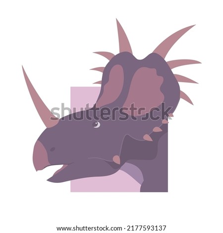 Head portrait of styracosaurus. Head portrait. Ceratops with dangerous horns. Dinosaur of the Jurassic period. Science paleontology. Vector isolated cartoon illustration