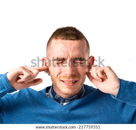 frustrated man over isolated white background