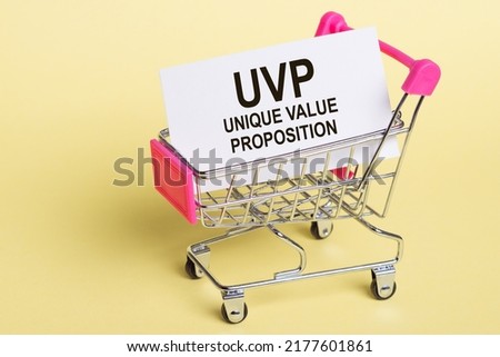 Unique Value Proposition - UVP text on sticky notes on shopping cart