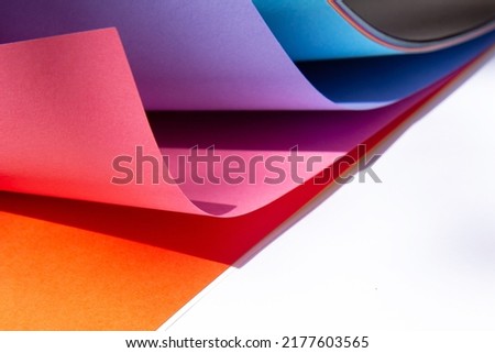 Abstract multicolored geometric paper background. Yellow, pink, blue color