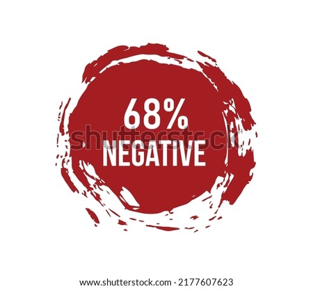 Negative sign - 68% percentage Negative sign in red color vector illustration isolated on white background
