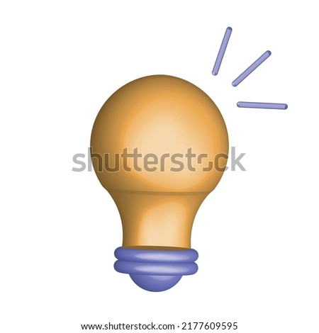 Minimal 3d cartoon style yellow light bulb icon. Idea, solution, business, strategy concept.
