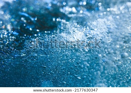 Background bubbles underwater. Ocean underwater part with air bubbles.
