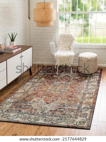 modern geometric living area rug Royalty-Free Stock Photo #2177644829