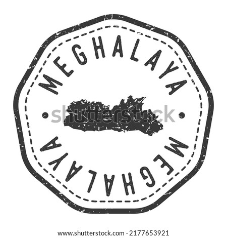 Meghalaya, India Map Stamp Retro Postmark. Silhouette Postal Passport. Seal Round Vector Icon. Badge Vintage Postage Design.