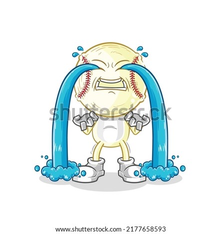 the baseball head crying illustration. character vector