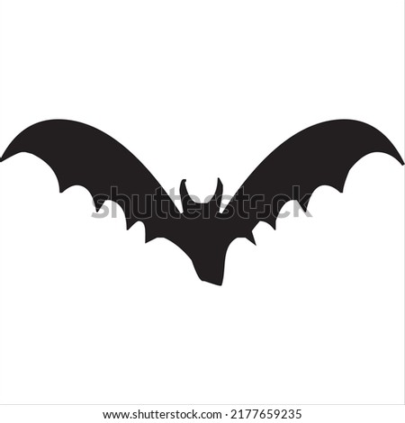 Vector, Image of bat silhouette icon, black and white color, transparent background

