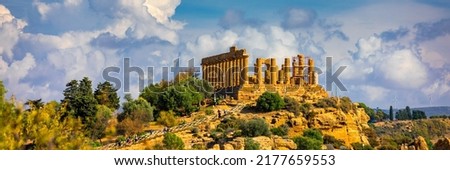 The greek temple of Juno in the Valley of the Temples, Agrigento, Italy. Juno Temple, Valley of temples, Agrigento, Sicily. Royalty-Free Stock Photo #2177659553