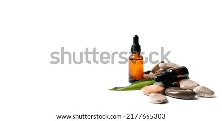 Bottles with natural serum isolated on white background 