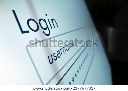 Login page of a website, shot with macro probe lens