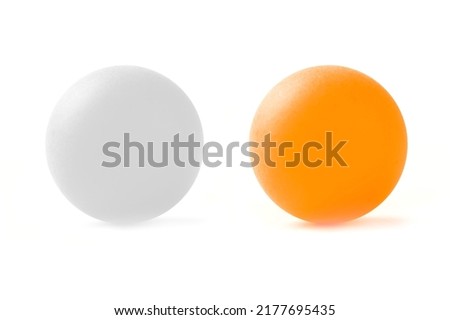 White and orange ping-pong ball isolated on white background. Royalty-Free Stock Photo #2177695435