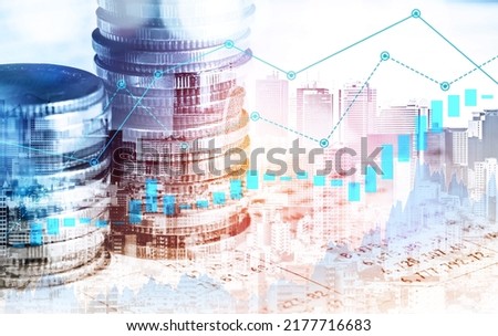 Finance and money technology background concept of business prosperity and asset management . Creative graphic show economy and financial growth by investment in valuable asset to gain wealth profit . Royalty-Free Stock Photo #2177716683