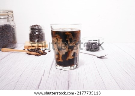 coffee and black jelly and coffee beans in the near term summer drink
