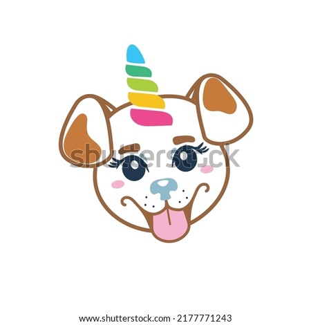 Cute unicorn puppy kids clipart vector. Happy dog illustration