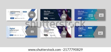 Digital marketing online Business social media  cover bundle, agency  banner template, web banner, header, Corporate business banner bundle.