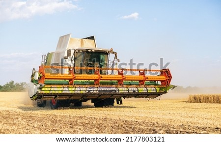 Combine harvesting spring wheat. Wheat and corn are reacting to markets in the breadbasket of the global crisis. Yield of winter barley. Wheat, corn, soy.