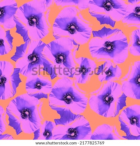 Modern Acid Colourful Floral seamless background with noise grunge texture. Natural Fashion mixed design.