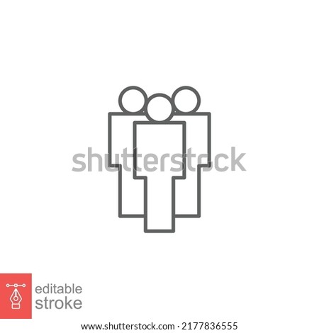 People line icon. Simple outline style. Person, group, human, staff, business, pictogram, silhouette, crowd, team, leadership, social concept. Vector illustration isolated. Editable stroke EPS 10