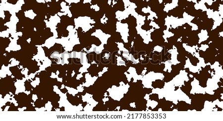 Brown cowhide with white spots as a seamless pattern. Spotted vector background. Animal print. Panda, dalmatian or appaloosa horse skin texture.