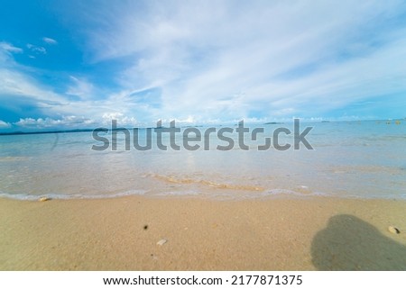 Nature scene sea wave beach serenity place blue sky with cloud summer vacation nature background