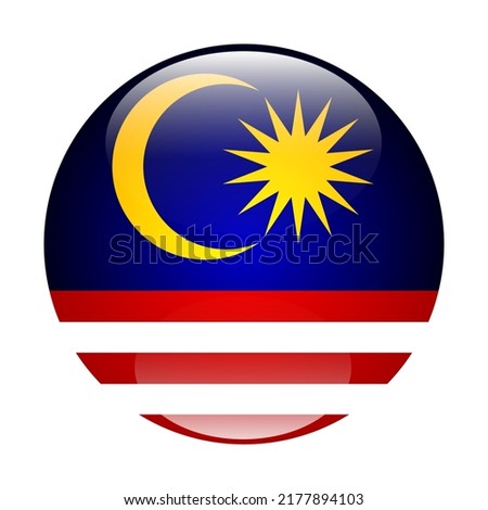 The flag of Malaysia. Standard colors. Circular icon. Icon design. Computer illustration. Digital illustration. Vector illustration.