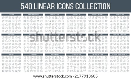 540 linear icons collection in different categories. Big set of icons Royalty-Free Stock Photo #2177913605