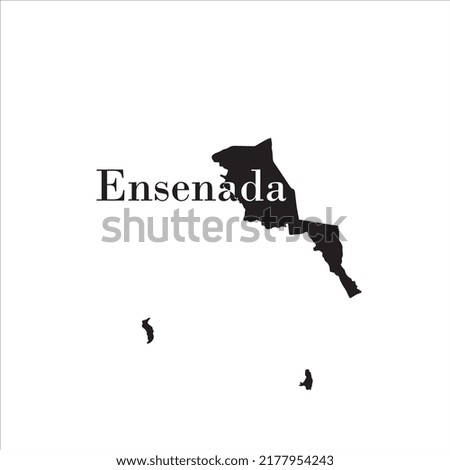 Ensenada map and black lettering design on white background