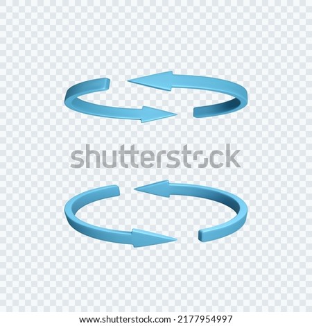 Blue recycle arrows icon. Rotation arrows in a circle sign. Vector illustration 