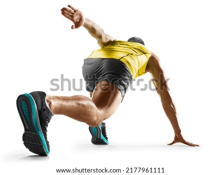 man runner jogger running isolated on white Royalty-Free Stock Photo #2177961111