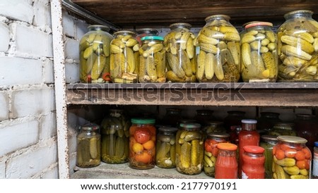 pickles and tomatoes in the cellar