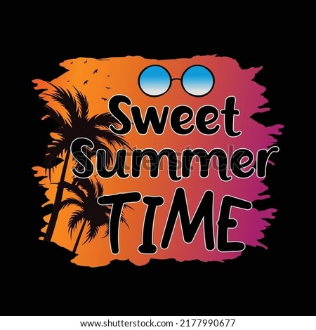 Sweet summer time vintage style t-shirt and apparel trendy design with  silhouettes, typography, print, vector illustration
