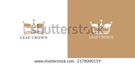 Leaf Crown Logo Concept sign icon symbol Design with Letter R. Crown Logo Design. Vector illustration logo template